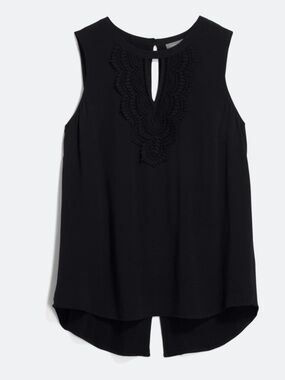 Daniel Rainn Black Crochet-Detail Sleeveless Tank